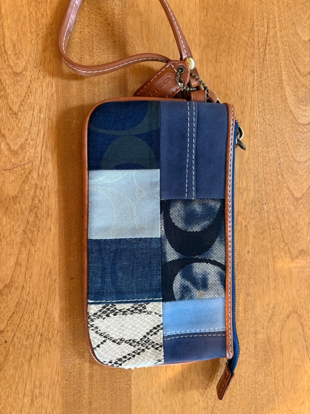 Coach Patchwork Wristlet in Navy, Light Blue, Tan, Cream, Black
